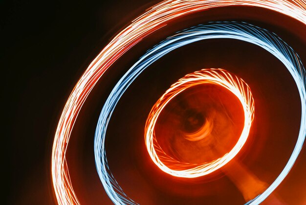 Illuminated light trail at night