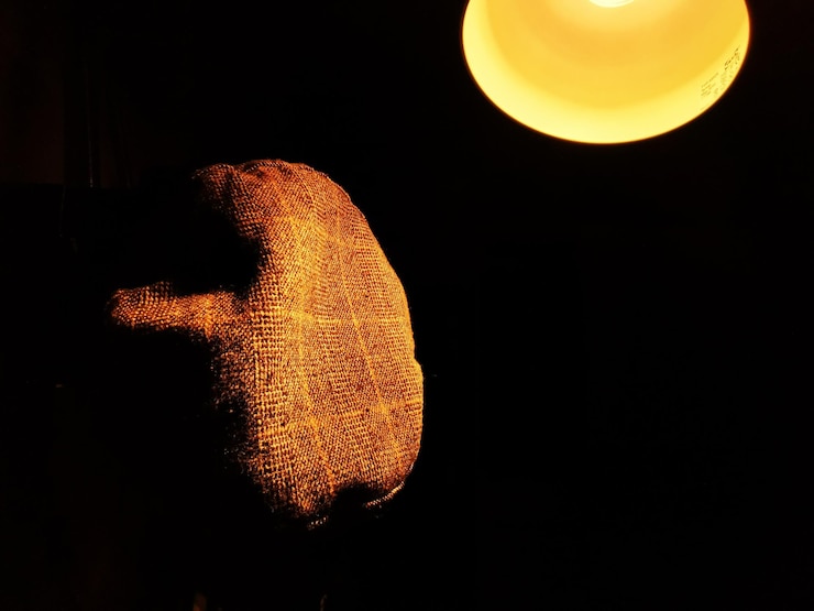 Photo illuminated lighting equipment against black background
