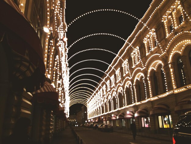 Illuminated modern ceiling in city at night