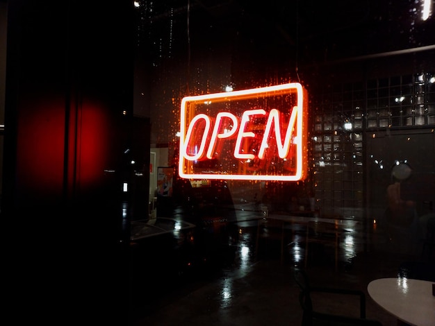 Photo illuminated neon open board