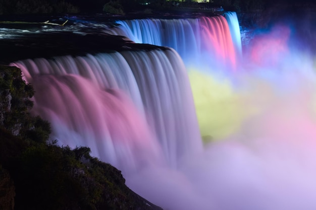 Illuminated niagara falls at night