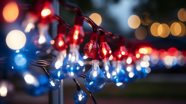 Photo illuminated pole with a cluster of lights