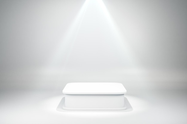 Photo illuminated rectangular white pedestal