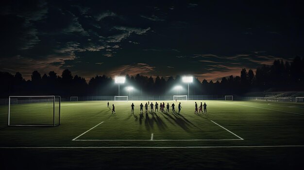 照らされたサッカーのライト