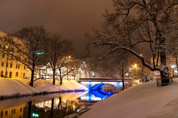 Illuminated street in the city Christmas decorations in the old town Riga Latvia