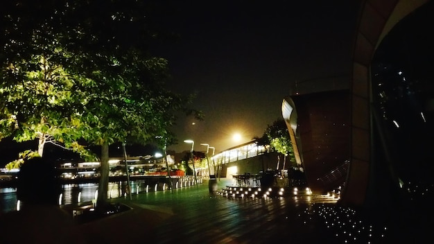Illuminated street light at night