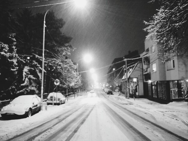 Photo illuminated street lights at night