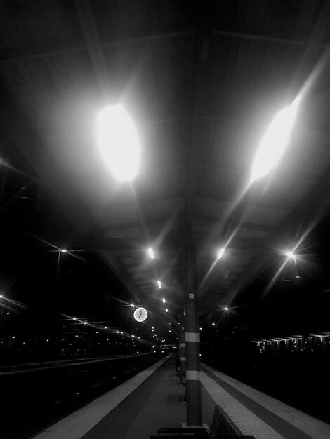 Illuminated street lights at night