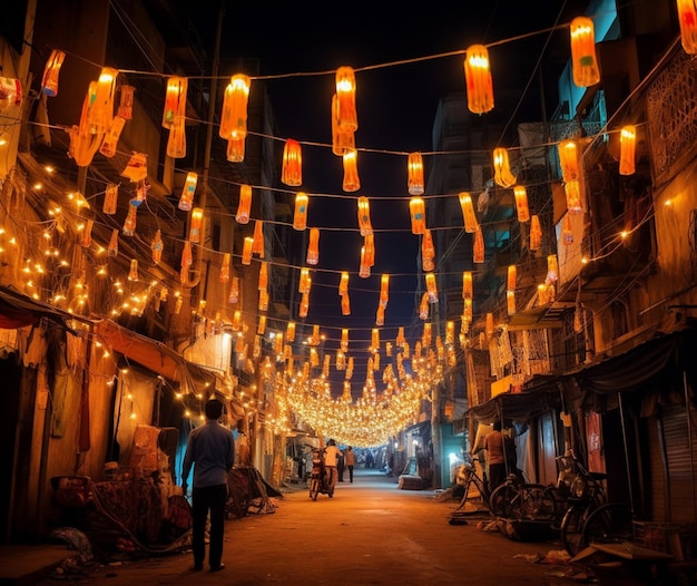 Illuminated streets of Diwali