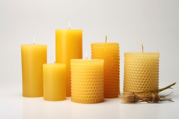 Photo illuminated sunshine a vibrant array of yellow candles on white or png transparent background