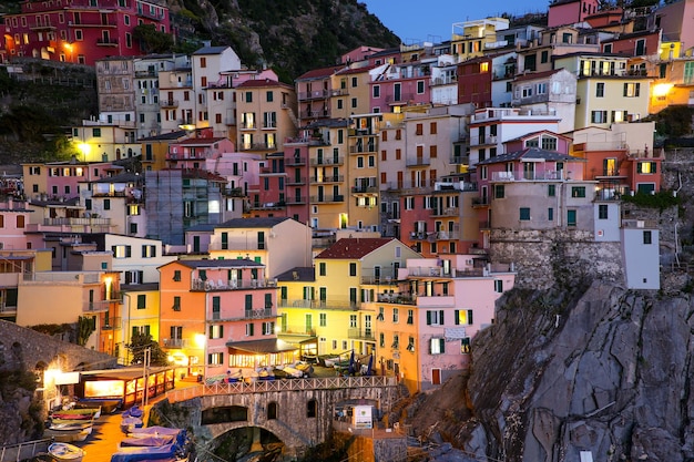 illuminated townscape during sunset