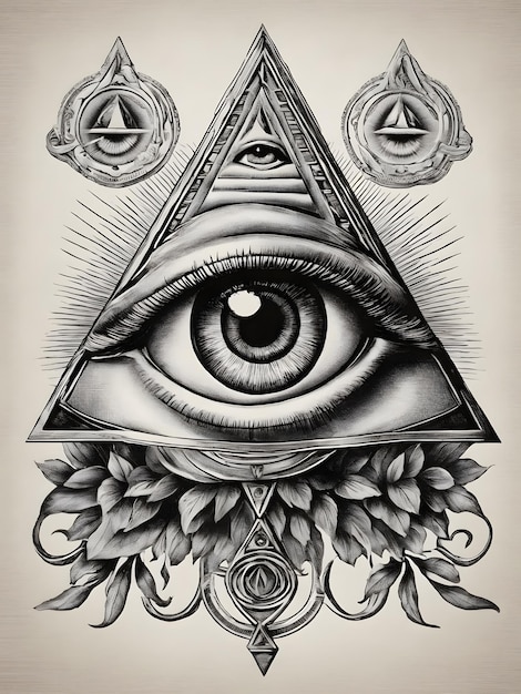 写真 イルミナティの目オカルト摂理のシンボルヴィンテージ神秘的なタトゥー難解な精神的なシンボル