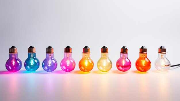 Photo illuminating charm colored light bulbs around