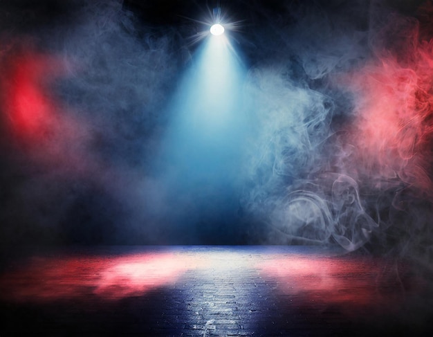 Illuminating creativity Spotlight in dark Grunge elegance Spotlight on empty stage in smoky space Th