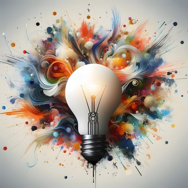 Illuminating Creativity Vibrant Light Bulb Concept for Innovation Microstock Image