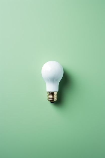 Illuminating Ideas One Light Bulb on Light Green Table AI Generated