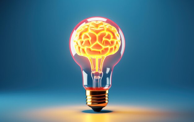 An illuminating image depicting a human brain inside a light bulb