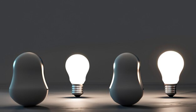 Illuminating Innovation Glowing Lightbulb Amidst Shutdown Bulbs in Dark Sparking Creative