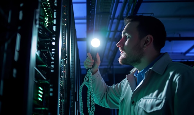 Illuminating Inspection Technician with Flashlight