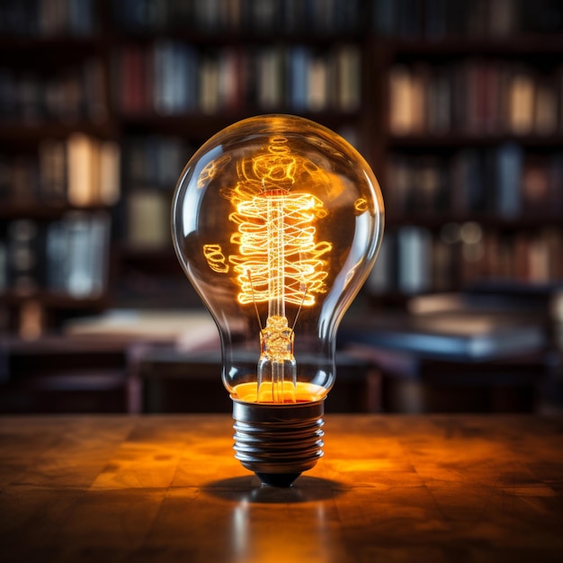 Illuminating knowledge Glowing bulb enhances books wisdom symbolizing inventive inspiration For Soc