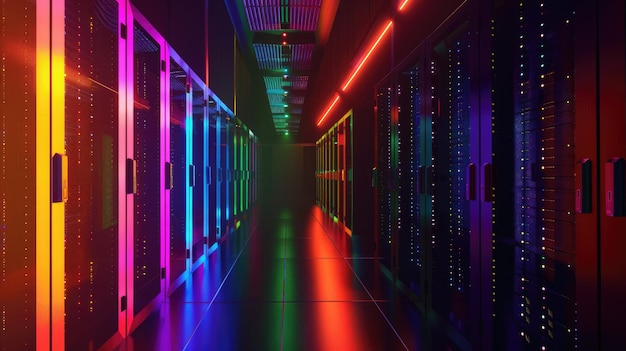 illuminating power inside the server rooms rainbow rack