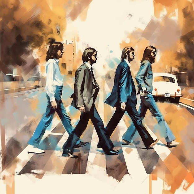 Illusie de foto van Abbey Road Albumfoto vier Beatles-zangerband