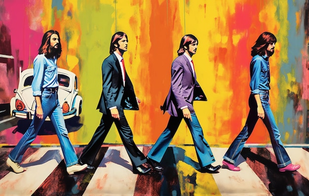 Illusion the photo of Abbey Road Album photo four Beatles singer band