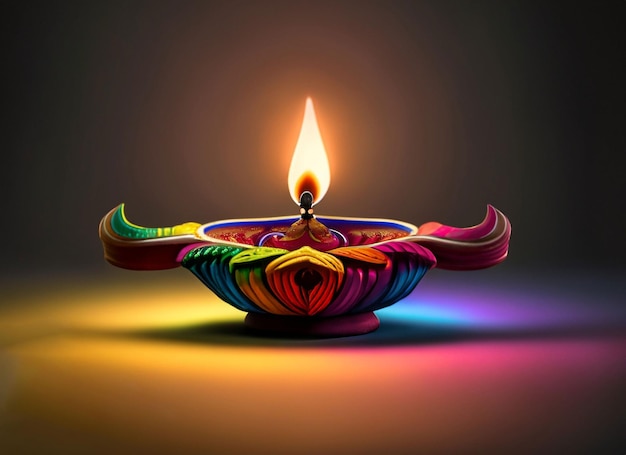 illustation of Diwali festival of lights tradition Diya oil lamps against dark background