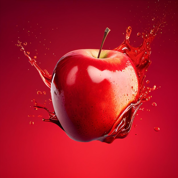 写真 水しぶきがかかるリンゴのイラスト