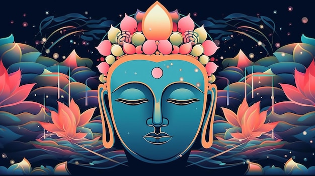 Illustation voor happy vesak day boeddha-afbeeldingen Generative Ai