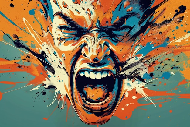 Photo illustrate the emotion of anger through bold sharp generative ai