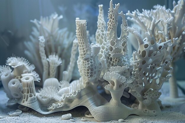 Foto illustrare un paesaggio in cui dprinted barriere coralline generative ai