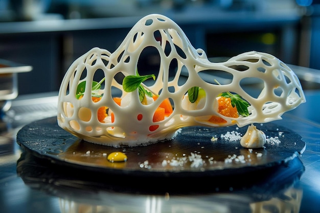 Illustrate the moment when the chef uses a D food generative ai