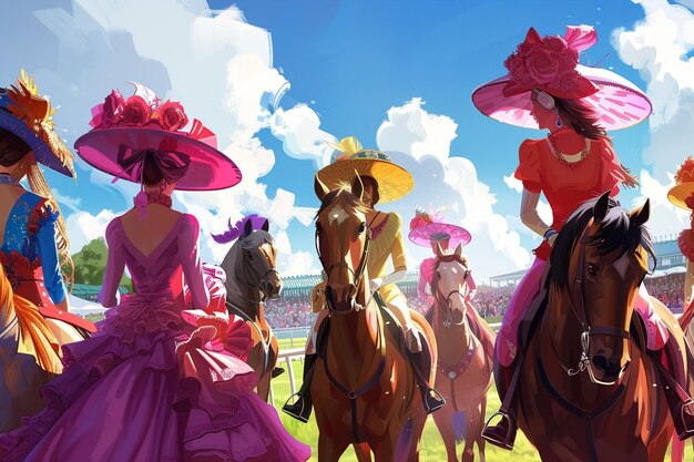 Illustrate the pageantry of a British Royal Ascot generative ai