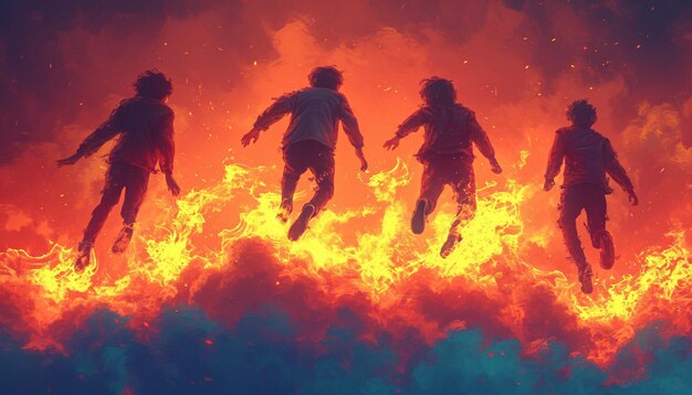 사진 illustrate people participating in the nowruz tradition of jumping over fires