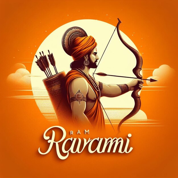 illustrate of Ram Navami day with arrow and bow vector