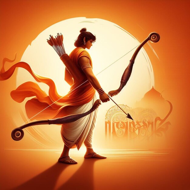 illustrate of Ram Navami day with arrow and bow vector