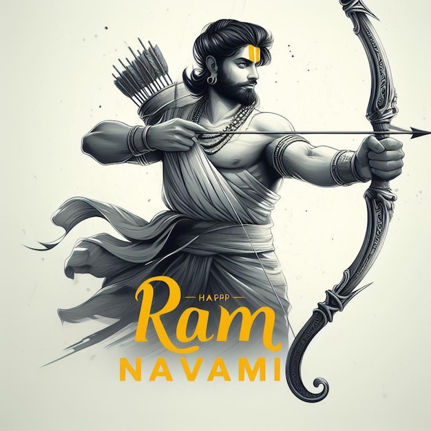 illustrate of Ram Navami day with arrow and bow vector