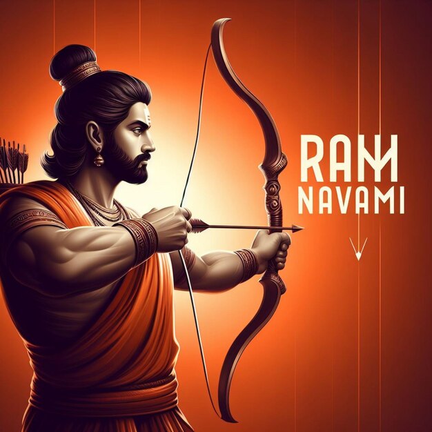 illustrate of Ram Navami day with arrow and bow vector