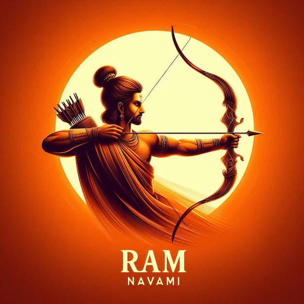 illustrate of Ram Navami day with arrow and bow vector