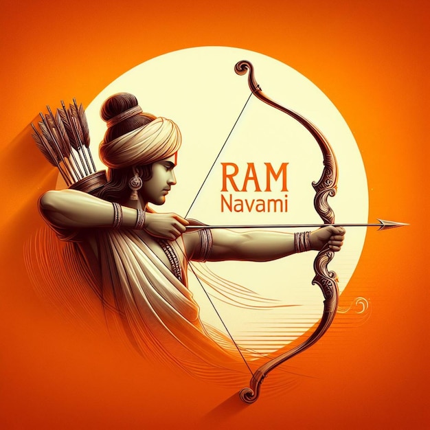 Foto illustrazione del giorno di ram navami con vettore freccia e arco