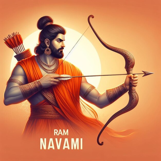 illustrate of Ram Navami day with arrow and bow vector