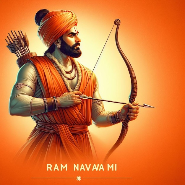 illustrate of Ram Navami day with arrow and bow vector