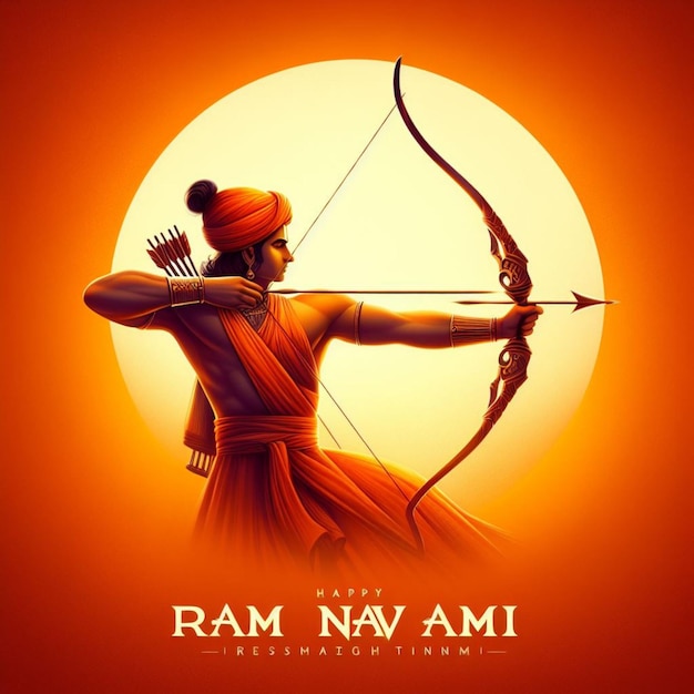 illustrate of Ram Navami day with arrow and bow vector