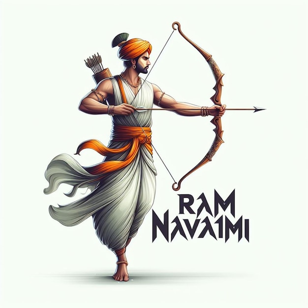 illustrate of Ram Navami day with arrow and bow vector