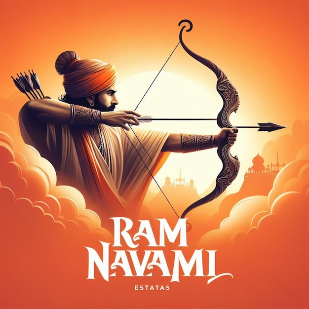 illustrate of Ram Navami day with arrow and bow vector