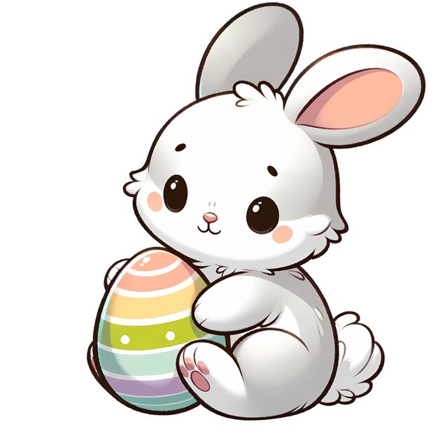Illustrate a single cute Easter Day bunnyJPG