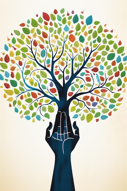 Illustrate a symbolic tree of healing for World Leprosy Day where each leaf represents a survivor