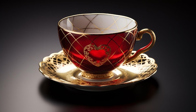 Illustrate a teacup as a decorative goblet filled with hearts and a basket brimming with heart shaped tea bags or love themed gifts Leave space for a warm Valentine39s note