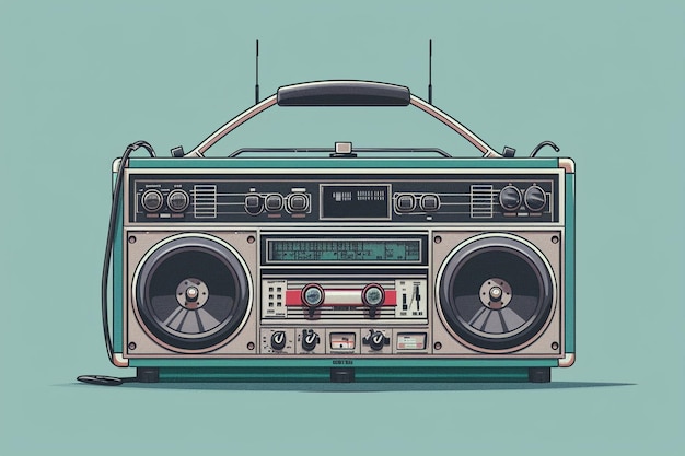 Illustrate a vintage boombox with dual tape decks generative ai